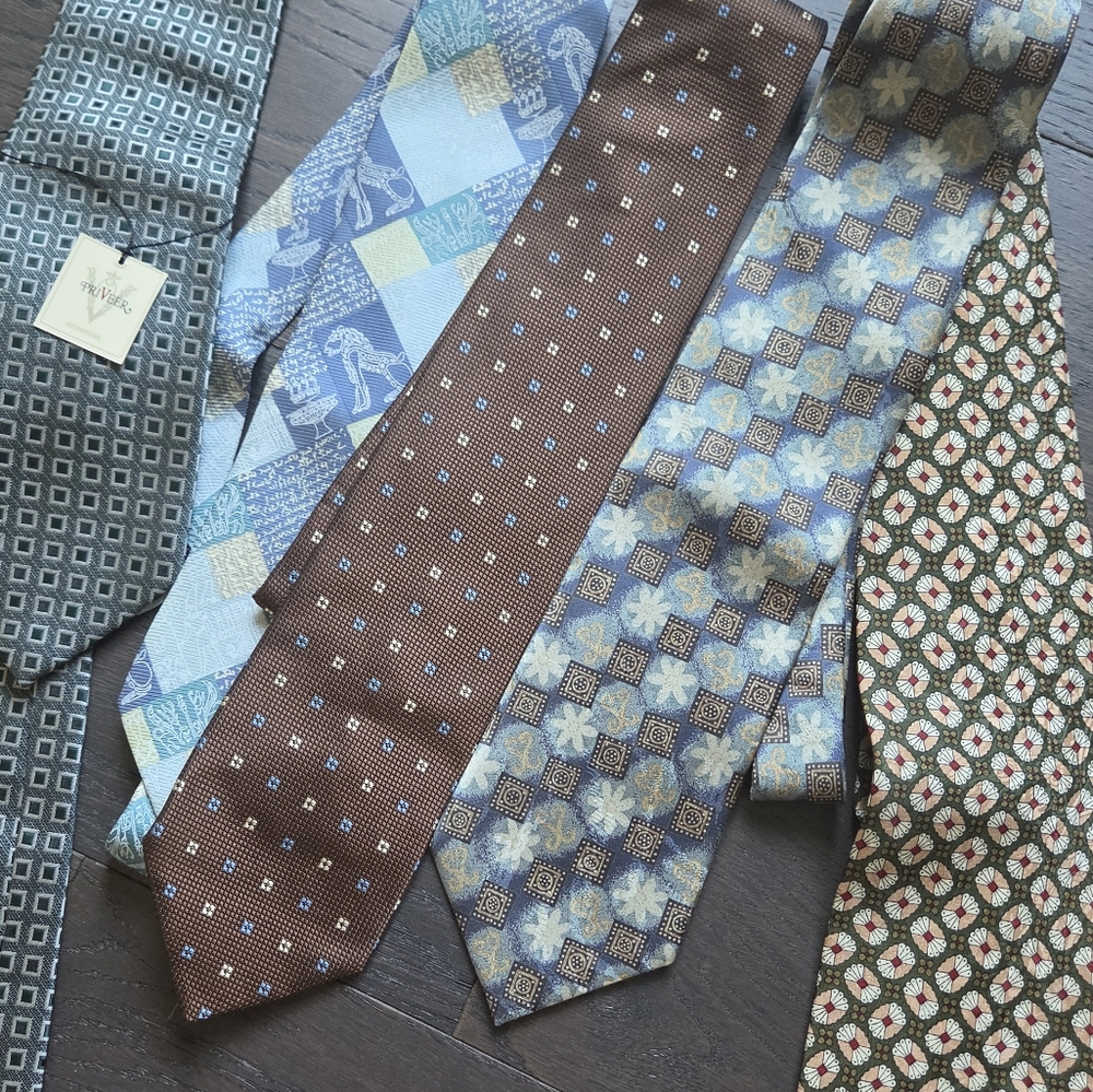 Vintage Men's Tie Bundle of 5 ,Some Silk ,Some New with Tags
